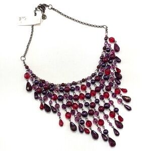 NWOT ALFANI BERRY BEADED STATEMENT DRAMATIC GOTH DRACULA COSTUME BIB NECKLACE